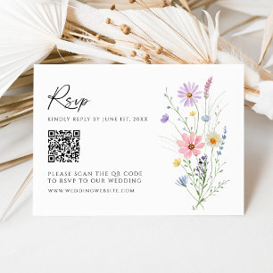 Wildflower Garden QR Code Wedding RSVP Card
