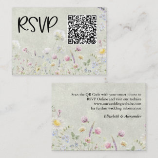 Wildflower Garden Stonewash Green Wedding RSVP Enclosure Card