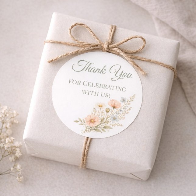 Wildflower Garden Thank You Classic Round Sticker (Creator Uploaded)