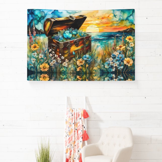 Wildflower Garden Treasure Chest Banner (Insitu)