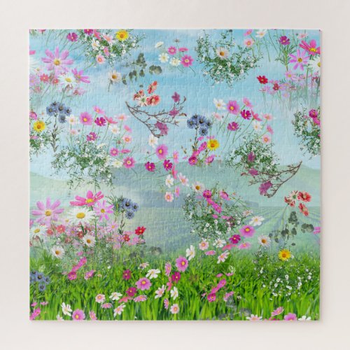 Wildflower Garden Under a Sunny Sky Jigsaw Puzzle