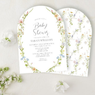 Wildflower Garden Vintage Watercolor Baby Shower Invitation