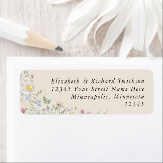 Wildflower Garden Warm Earthy Tone Wedding Address Label