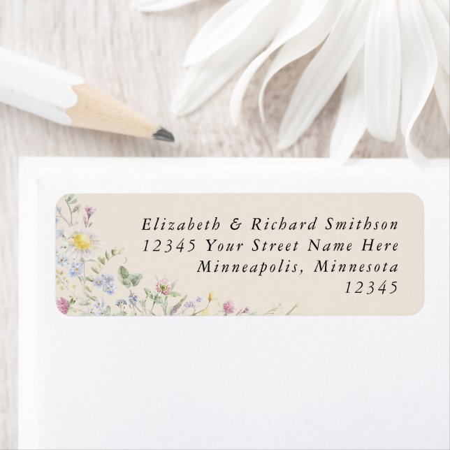 Wildflower Garden Warm Earthy Tone Wedding Address Label (Insitu)