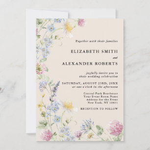 Wildflower Garden Warm Earthy Tone Wedding Invitation