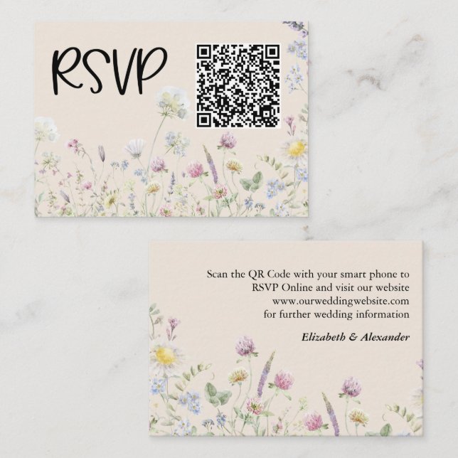 Wildflower Garden Warm Earthy Tone Wedding RSVP Enclosure Card (Front/Back)