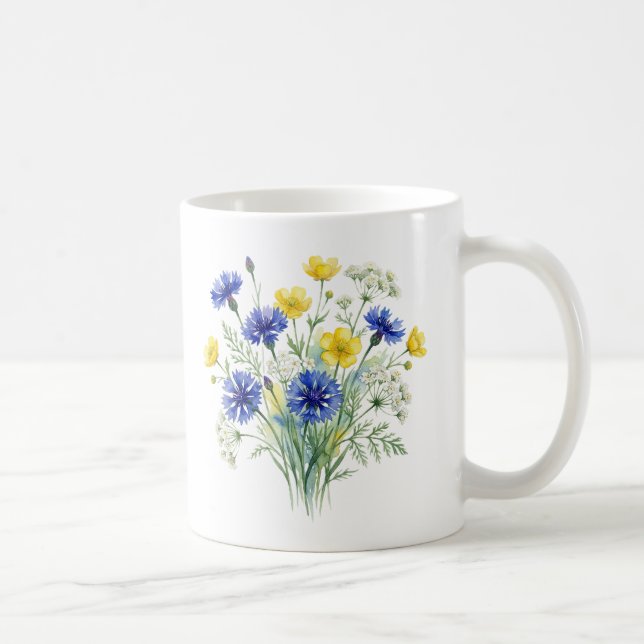 Wildflower Garden Watercolor Art Coffee Mug (Right)