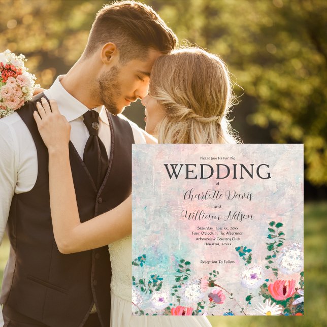 Wildflower Garden Watercolor Blush Pink Wedding  Invitation (Creator Uploaded)