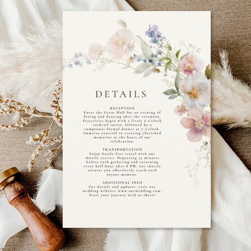 Wildflower Garden Wedding Details Enclosure Card