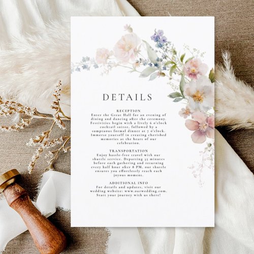 Wildflower Garden Wedding Details Enclosure Card