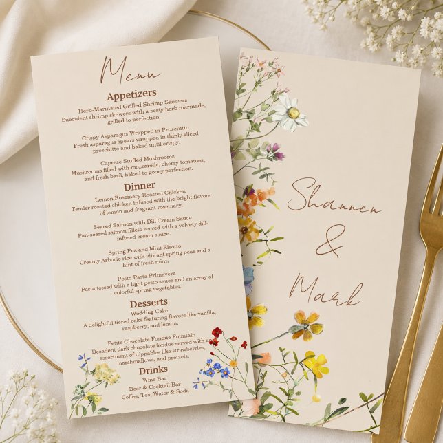 Wildflower Garden Wedding Dinner Menu (Creator Uploaded)