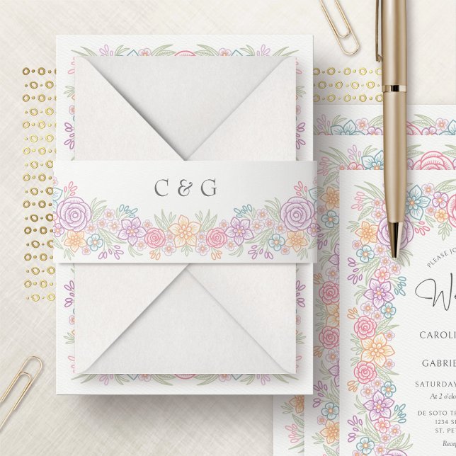 Wildflower Garden Wedding Invitation Belly Band (Creator Uploaded)