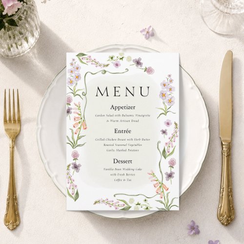 Wildflower Garden Wedding Menu Card