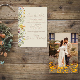 Wildflower Garden Wedding Photo Save the Date