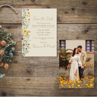 Wildflower Garden Wedding Photo Save the Date