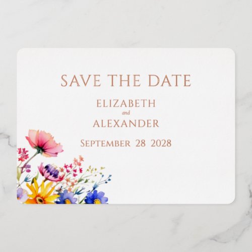 Wildflower Garden Wedding Save the Date  Foil Invitation