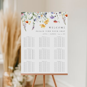 Wildflower Garden Wedding Seating Chart Foam Board