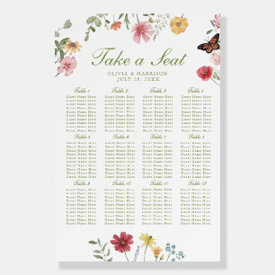 Wildflower Garden Wedding Seating Chart Foam Board