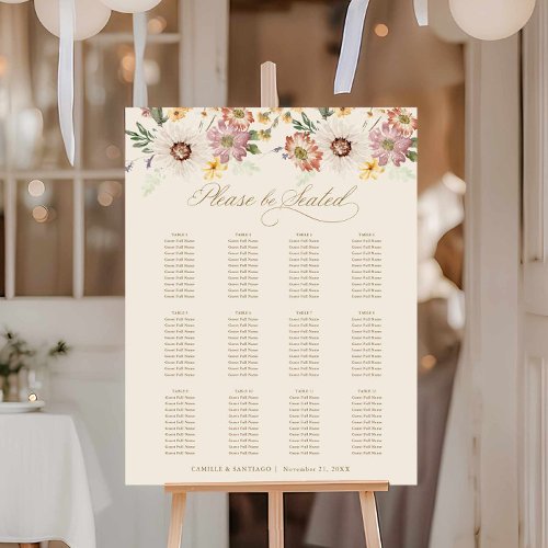 Wildflower Garden Wedding Seating Chart Sign