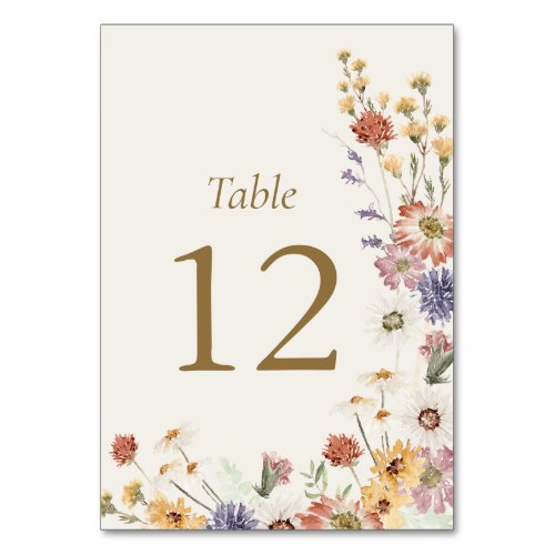 Wildflower Garden Wedding Table Number