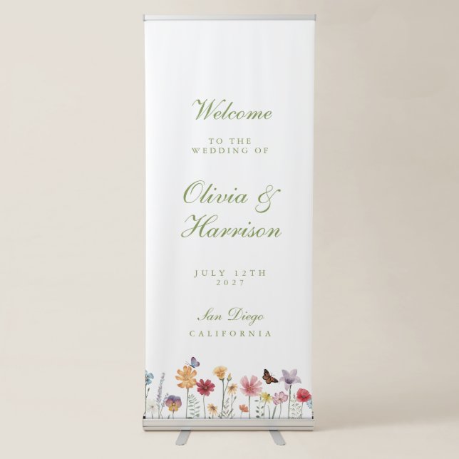 Wildflower Garden Wedding Welcome Banner (Front)