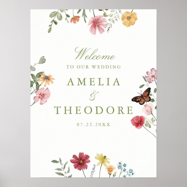 Wildflower Garden Wedding Welcome Poster (Front)