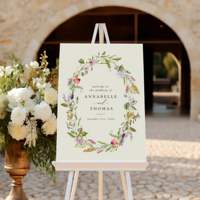 Wildflower Garden Wreath Greenery Wedding Sign (Creator Uploaded)