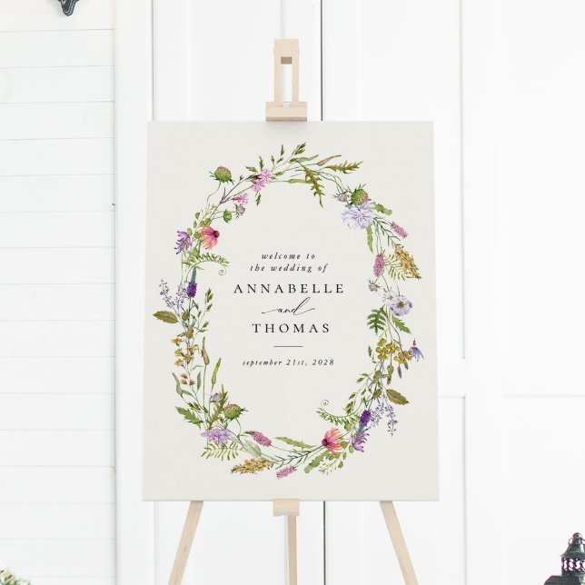 Wildflower Garden Wreath Greenery Wedding Sign (Creator Uploaded)