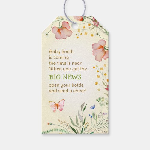 Wildflower Gender Neutral Baby Shower Bottle Favor Gift Tags