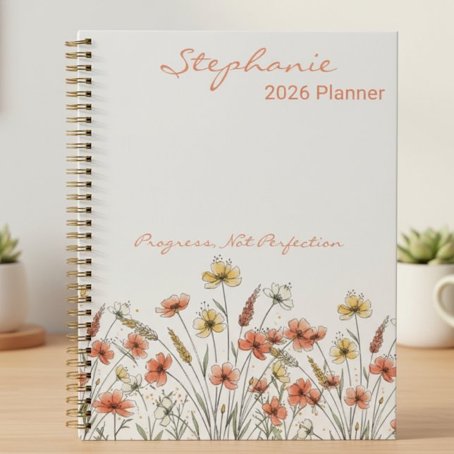 Wildflower Gift for Her Botanical Meadow Planner (Inspirational Wildflower Progress Planner)