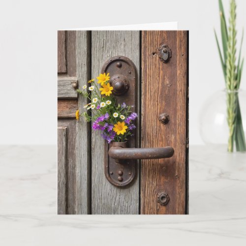 Wildflower Gift On Rusty Door Handle Card