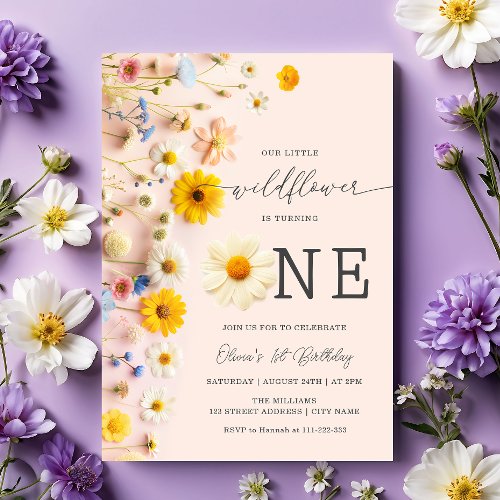 Wildflower Girl 1st Birthday Invitation