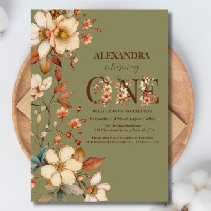 Wildflower Girl 1st Birthday Invitation