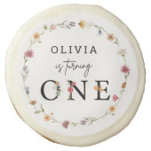 Wildflower Girl 1st Birthday Party Favors Sugar Cookie (Front)