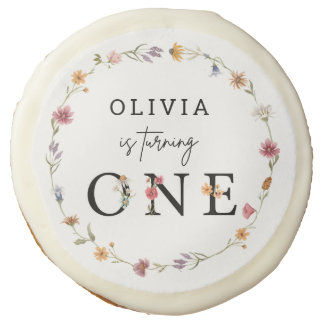 Wildflower Girl 1st Birthday Party Favors Sugar Cookie