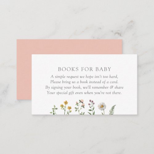 Wildflower Girl Baby Shower Books for Baby Enclosure Card