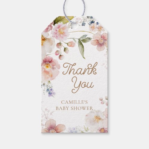 Wildflower Girl Baby Shower Favor Gift Tags