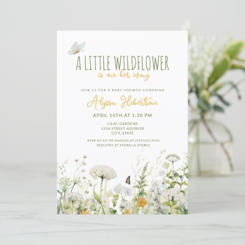 Wildflower Girl Baby Shower Invitation