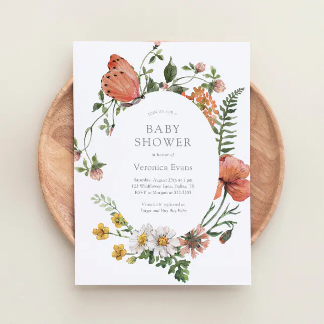 Wildflower Girl Baby Shower Invitation | Zazzle