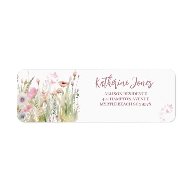   Wildflower Girl Baby Shower  Label (Front)