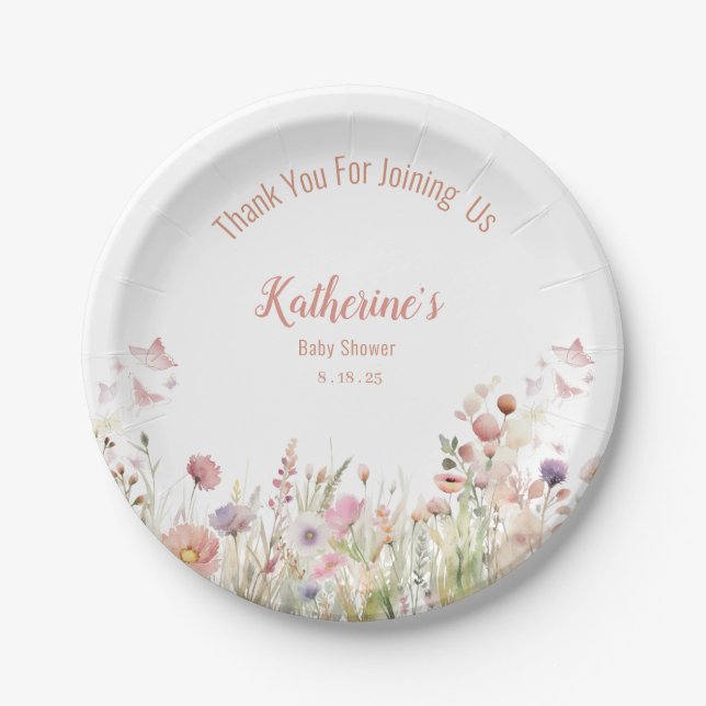  Wildflower Girl Baby Shower   Paper Plates (Front)