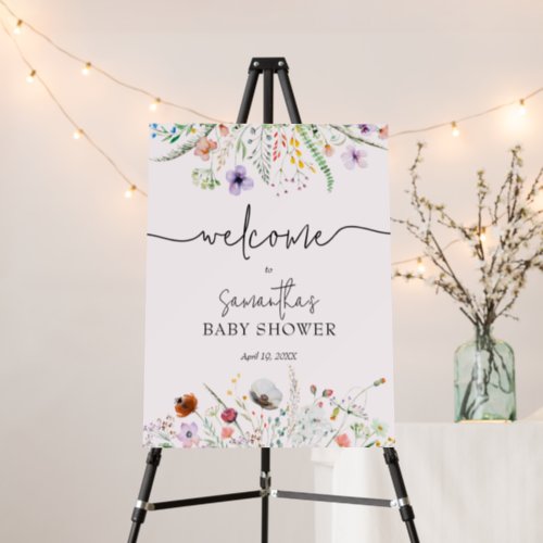 Wildflower Girl Baby Shower Welcome Foam Board