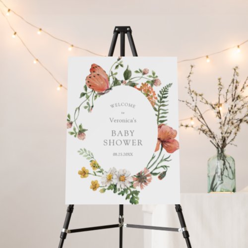 Wildflower Girl Baby Shower Welcome Sign