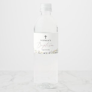 Wildflower Girl Baptism Water Bottle Labels