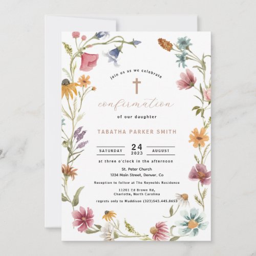 Wildflower Girl Confirmation Invitation