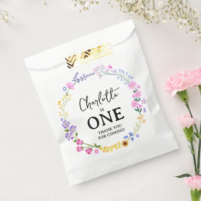 Wildflower Girl First Birthday Thank You Favor Bag (Sealed)