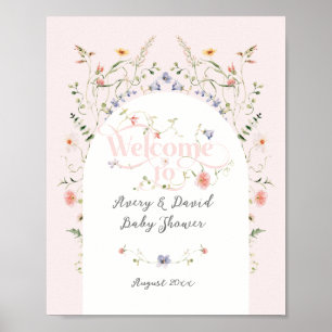 Wildflower Girl Pink Bloom Baby Shower Poster