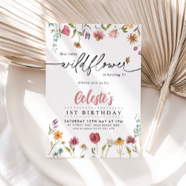 Wildflower Girls 1st Birthday Party Pretty Floral Invitation
