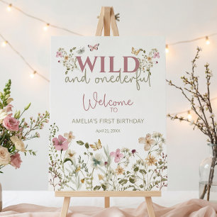 Wildflower Girl's First Birthday Welcome Sign