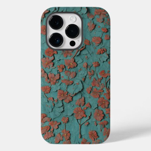 Wildflower Glossy Abstract Leather Textured Floral Case_Mate iPhone 14 Pro Case